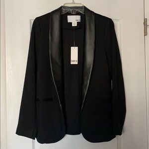 Bar III Black Leather Trimmed Blazer